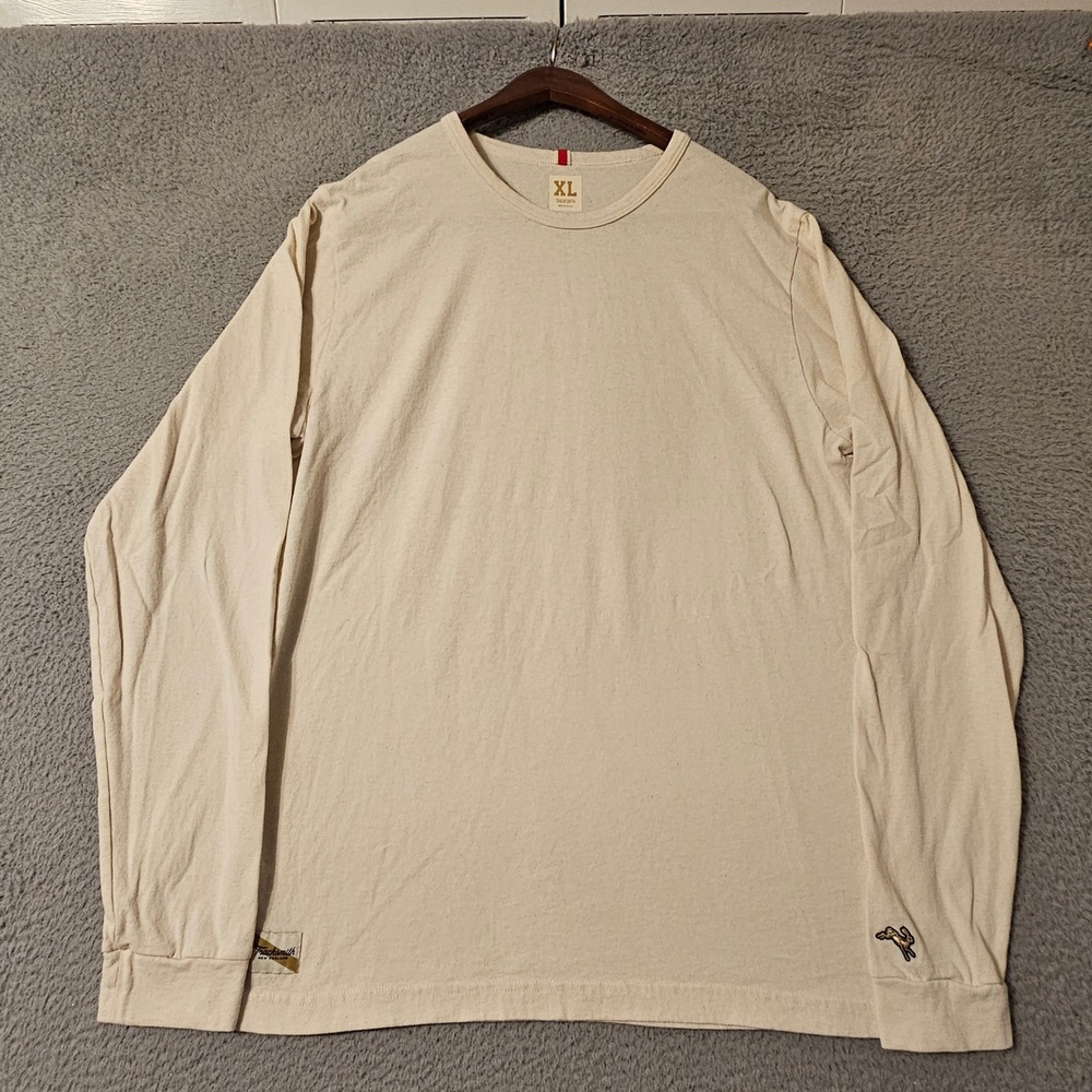 Tracksmith Varsity Collection Long Sleeve Tee Shirt T-Shirt Cream Men's Size XL